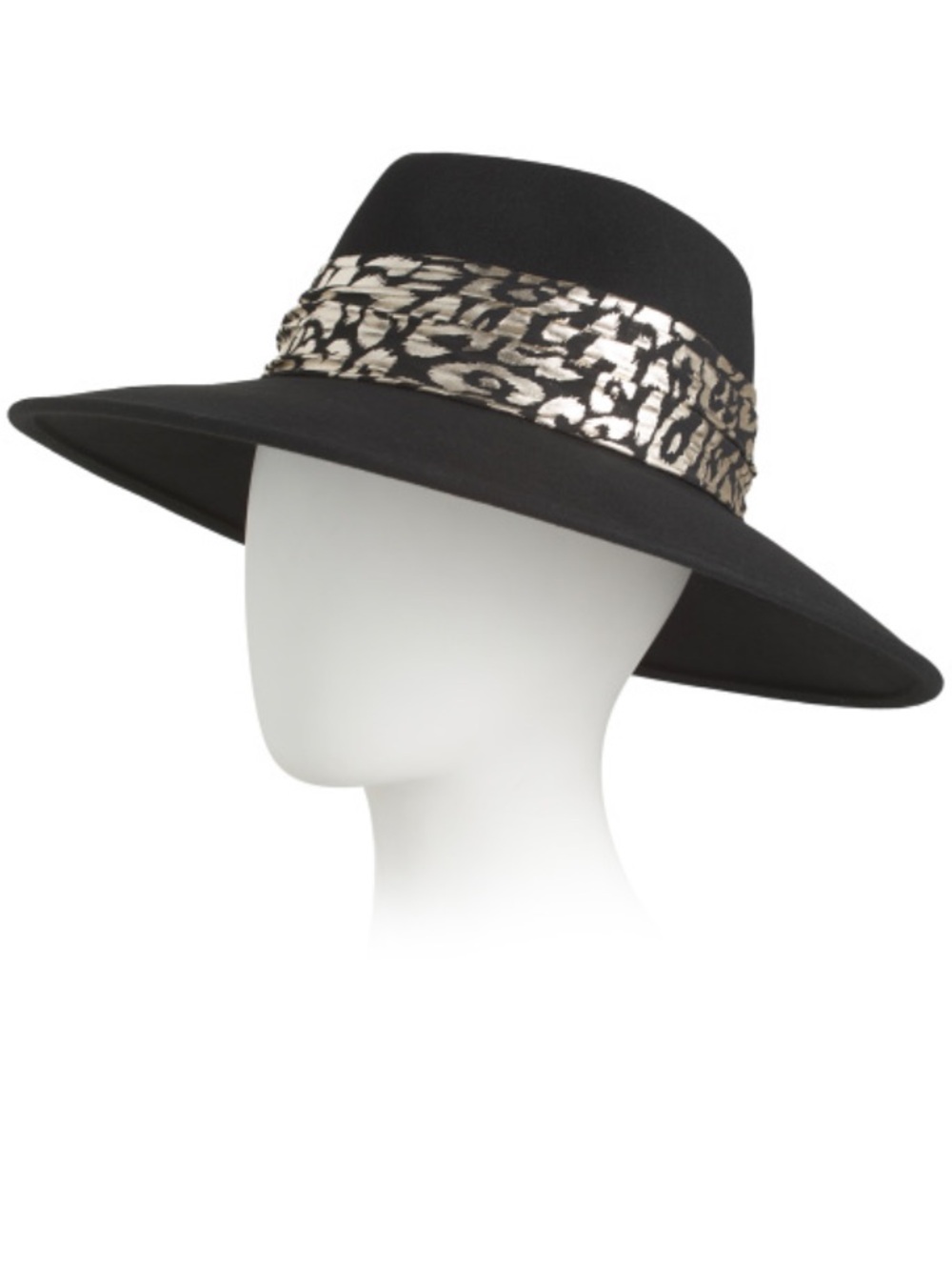 EUGENIA KIM Wool Wide Brim Fedora With Metallic Ruched Band